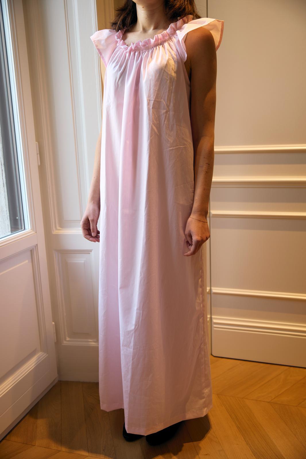 Camicia da notte a righe rosa donna