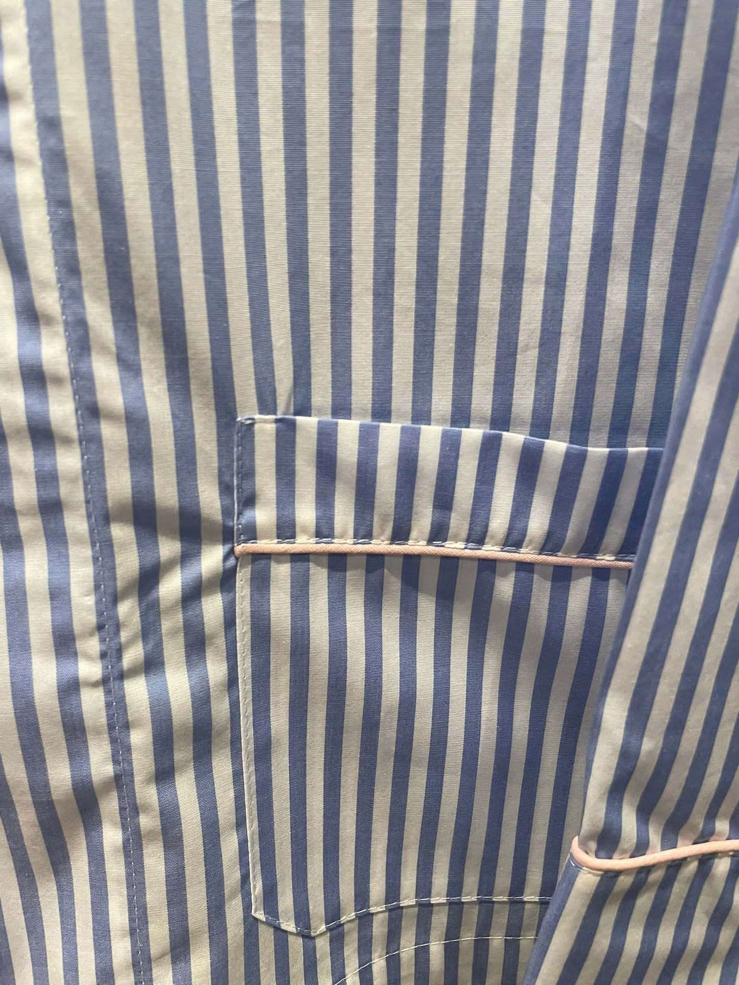 Pigiama donna spezzato corto riga celeste e piping rosa