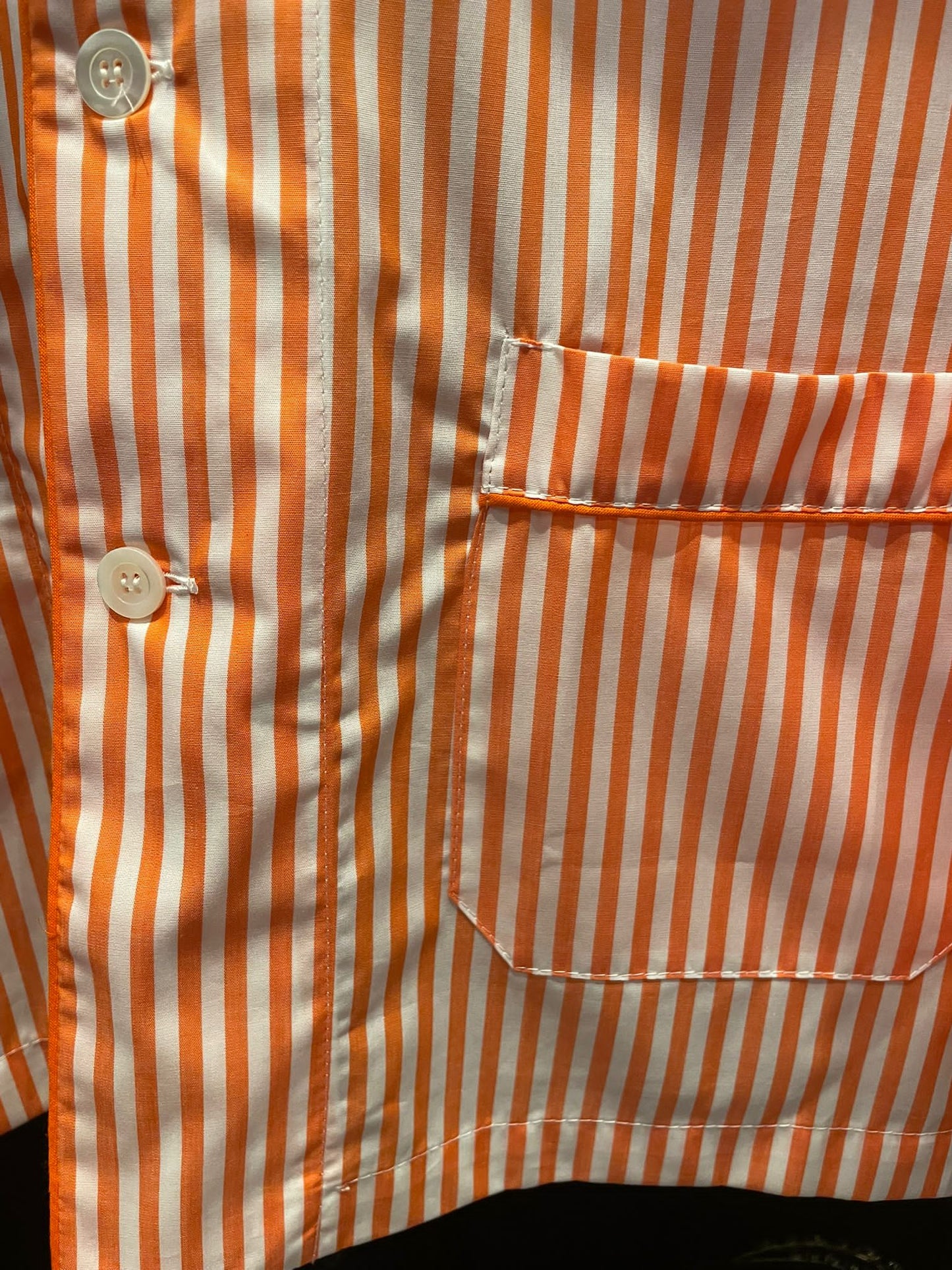 Pigiama donna spezzato corto riga arancio e piping arancio